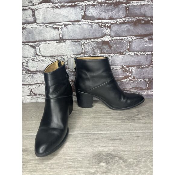 Nisolo Black Leather Ankle Back Zip Heel Booties Boots Women’s 9M US/40EU Mexico - Picture 4 of 16